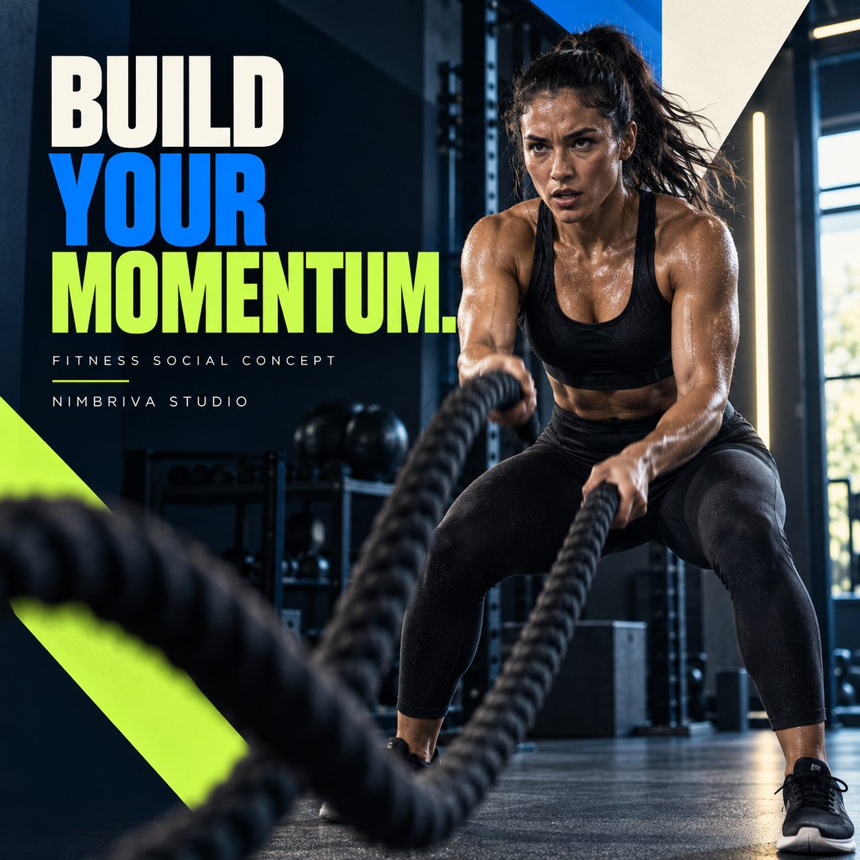 Nimbriva fitness social media concept featuring an athlete
