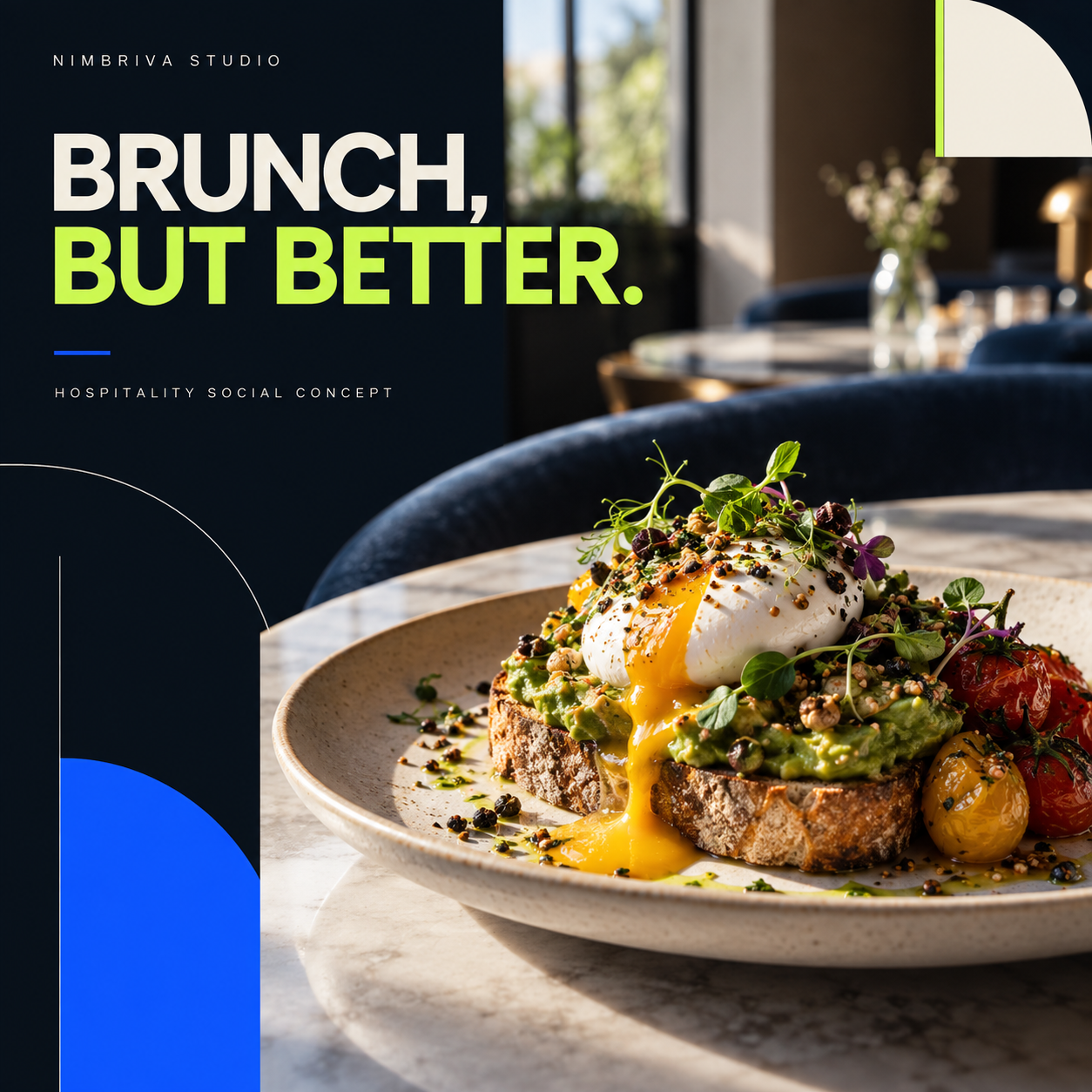 Nimbriva hospitality social media concept featuring a brunch dish